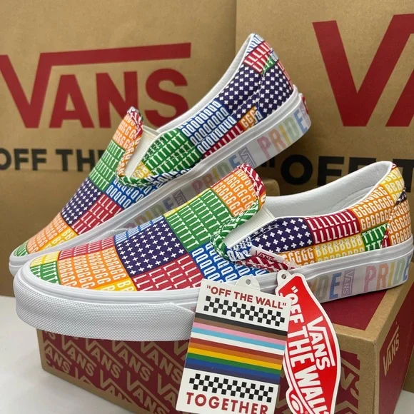 Vans Men's Shoes - Multicolor Classic Slip-On (Pride) Multi/True White Sneakers